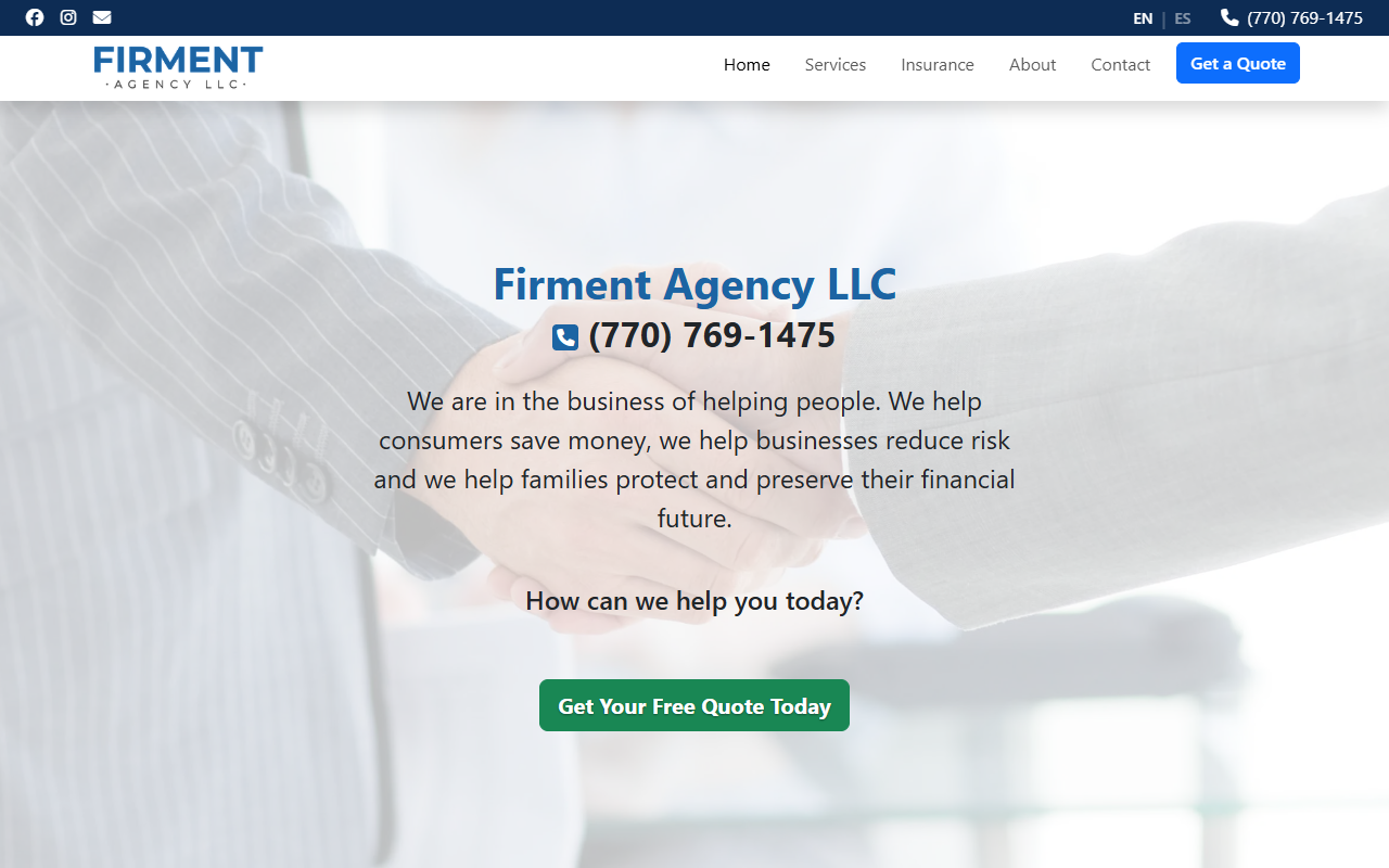Firment Agency home page on desktop