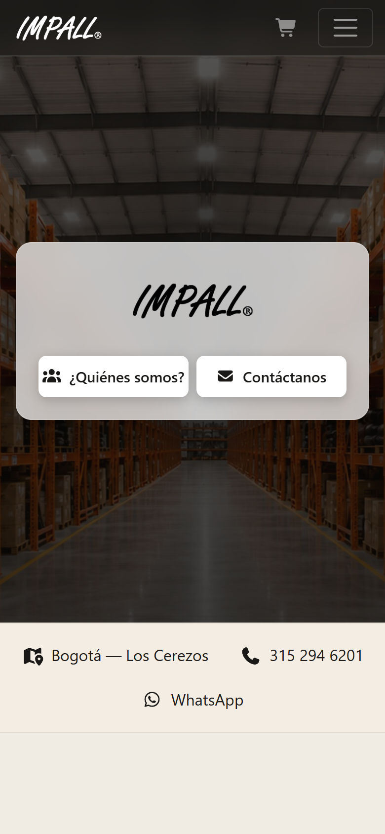 Impall home page on a phone