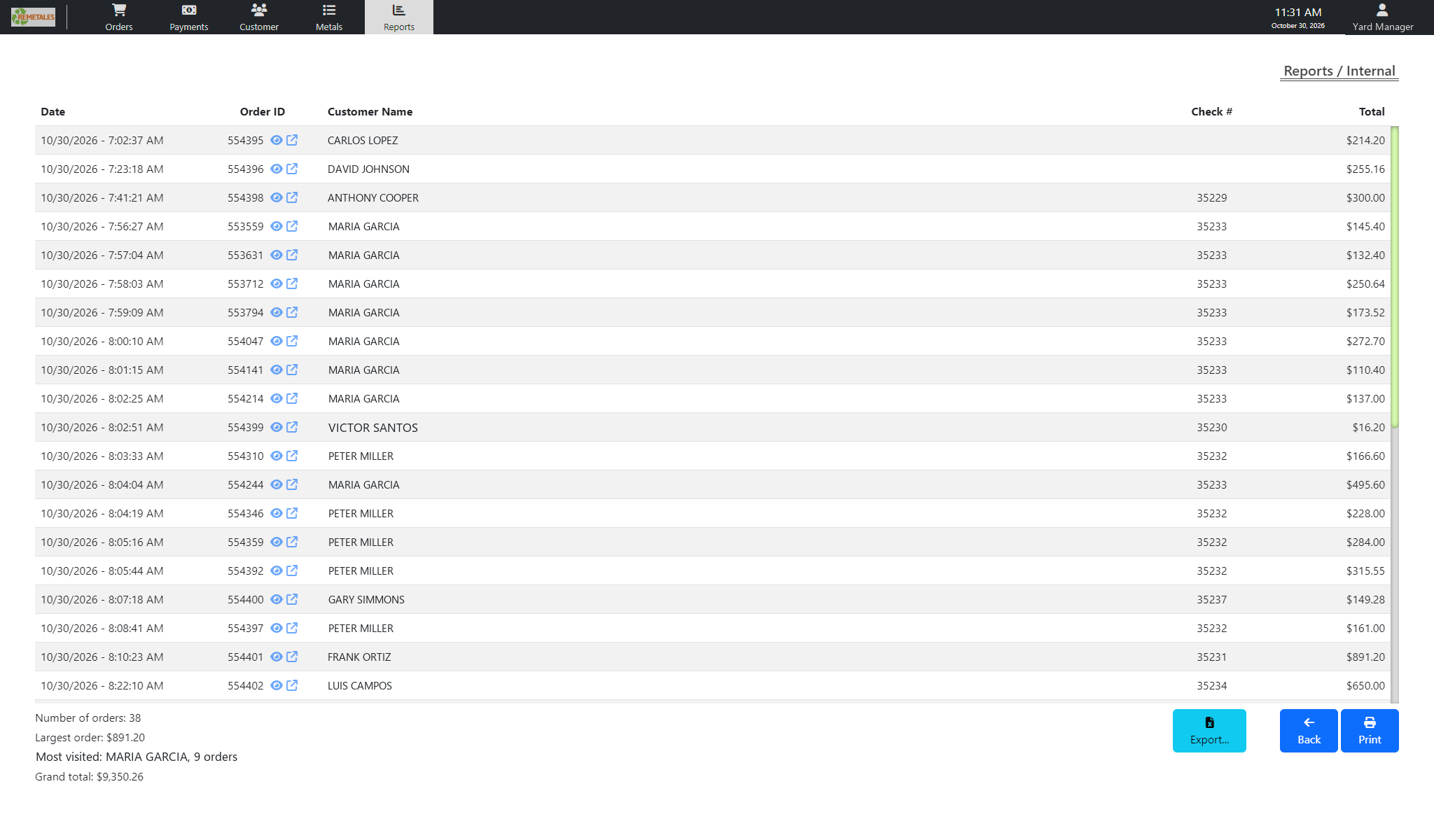 Reporte interno de pedidos en scrAPPy para Windows